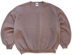 画像1: 90s メキシコ製 RUSSELLラッセル 無地 前V スウェット ココア XXL★特大 ブランク (1)