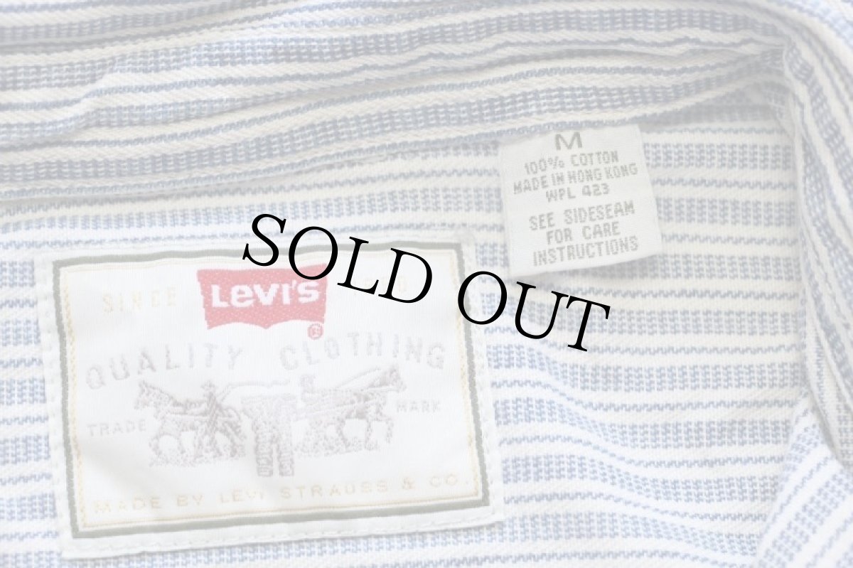 画像4: 90s Levi'sリーバイス 織り柄 ランダムストライプ コットンシャツ (4)