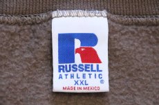 画像4: 90s メキシコ製 RUSSELLラッセル 無地 前V スウェット ココア XXL★特大 ブランク (4)