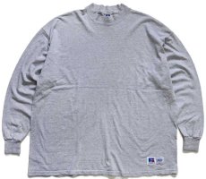 画像1: 90s RUSSELLラッセル モックネック 長袖Tシャツ 杢グレー XL (1)