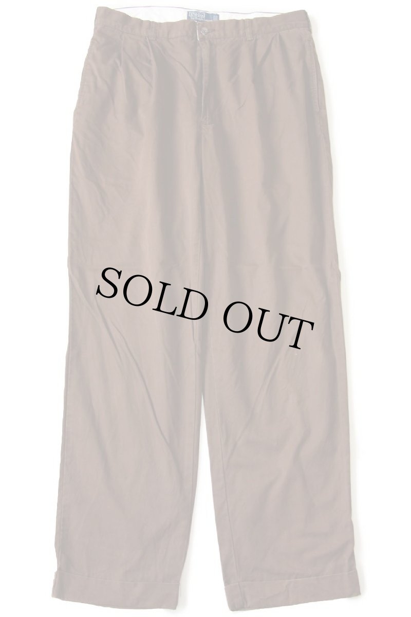 画像2: 90s ポロ ラルフローレン HAMMOND PANT ツータック コットン チノパン 茶 w35 L32 (2)