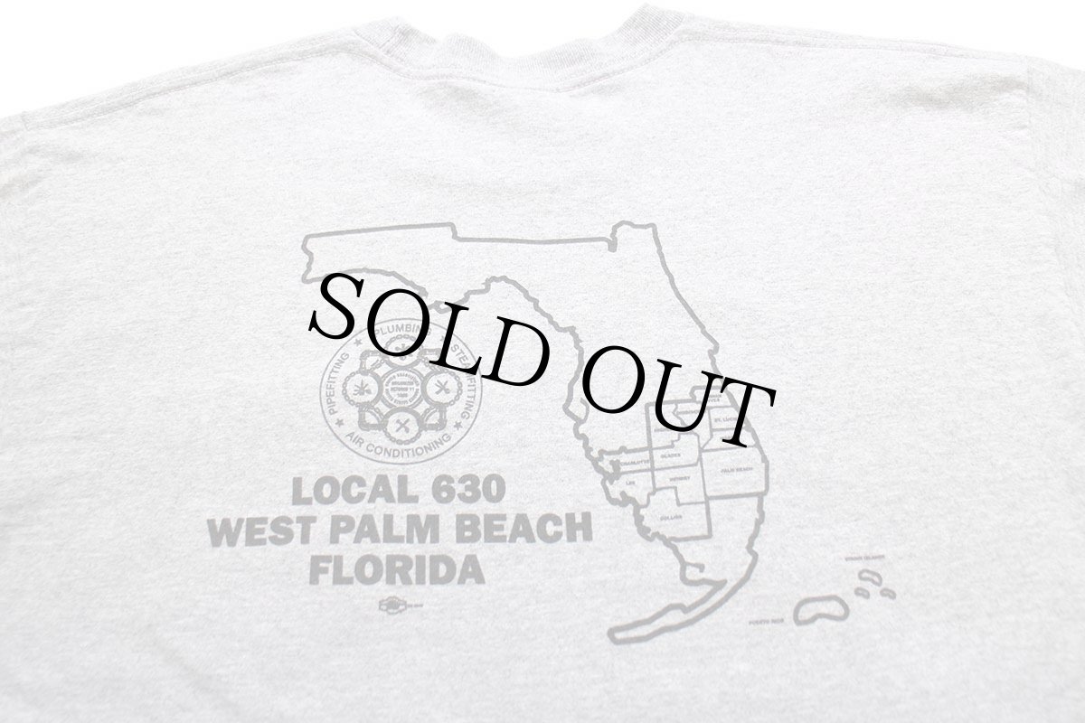 画像4: USA製 BAYSIDE LOCAL 630 WEST PALM BEACH FLORIDA 長袖 ポケットTシャツ 杢グレー XL (4)