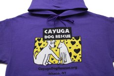 画像3: 00s Hanes CAYUGA DOG RESCUE Ithaca,NY ドッグ アート スウェットパーカー 紫 M (3)