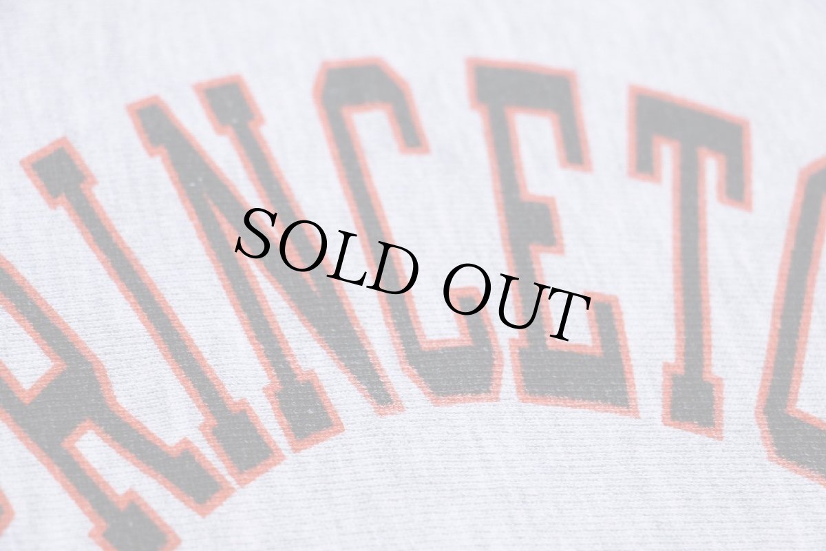 画像4: 80s USA製 Championチャンピオン PRINCETON 染み込みプリント リバースウィーブ スウェットパーカー 杢グレー L★フーディー (4)