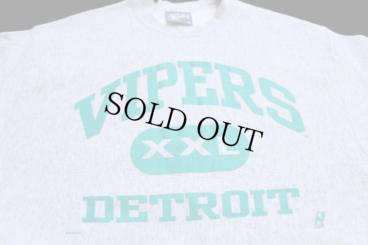 画像3: 90s USA製 Leeリー VIPERS DETROIT 三段中抜き リバースウィーブ スウェット 杢グレー XL (3)