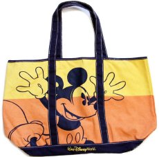 画像1: DISNEY PARKS ディズニー ミッキー マウス バイカラー キャンバス トートバッグ (1)