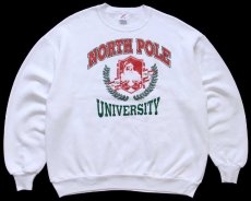 画像1: 80s USA製 NORTH POLE UNIVERSITY HO HO HO HO サンタクロース スウェット 白 XL (1)