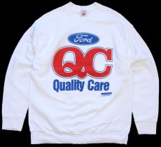 画像1: 90s USA製 Fordフォード QC Quality Care スウェット 白 L (1)