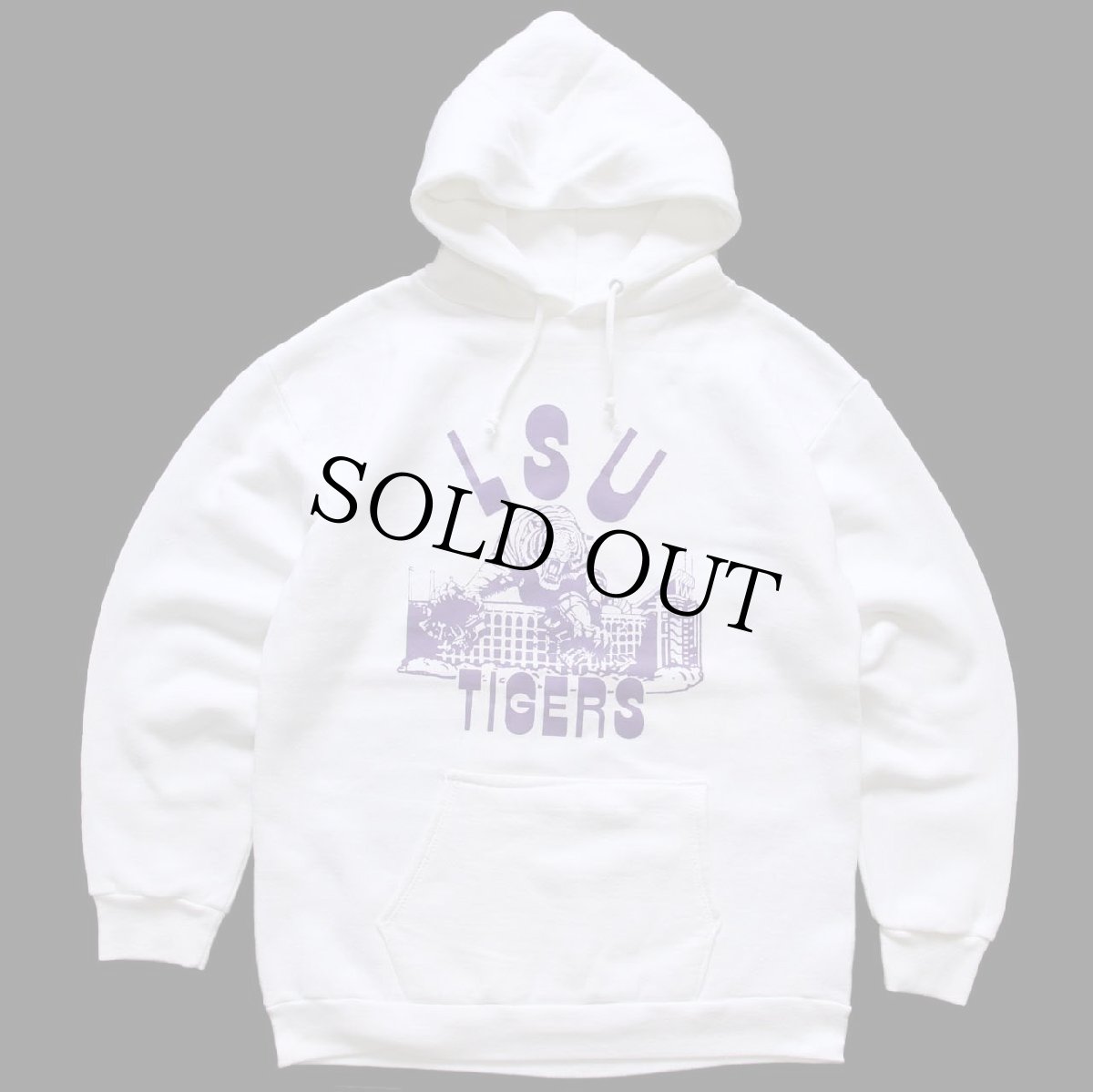 画像1: 80s USA製 LSU TIGERS タイガー スウェットパーカー 白 M★フーディー (1)
