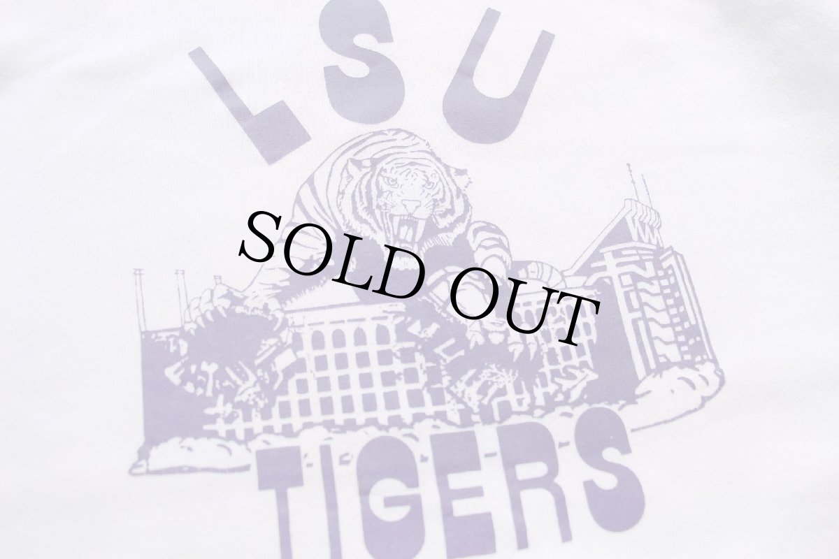画像5: 80s USA製 LSU TIGERS タイガー スウェットパーカー 白 M★フーディー (5)
