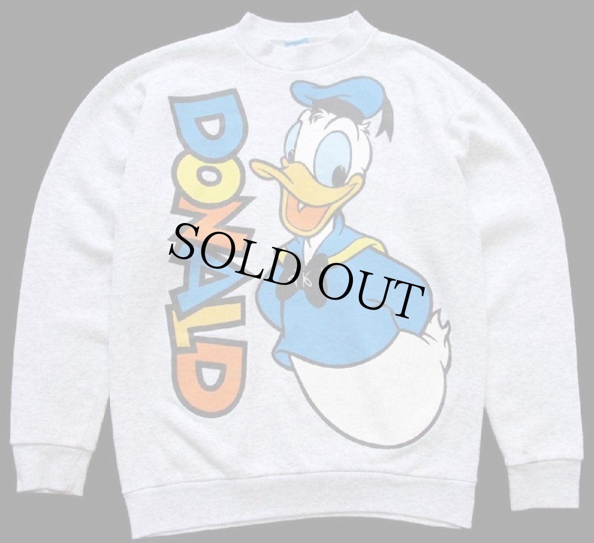 画像1: 80s USA製 Disneyディズニー DONALDドナルドダック 両面プリント スウェット 杢グレー キッズL (1)