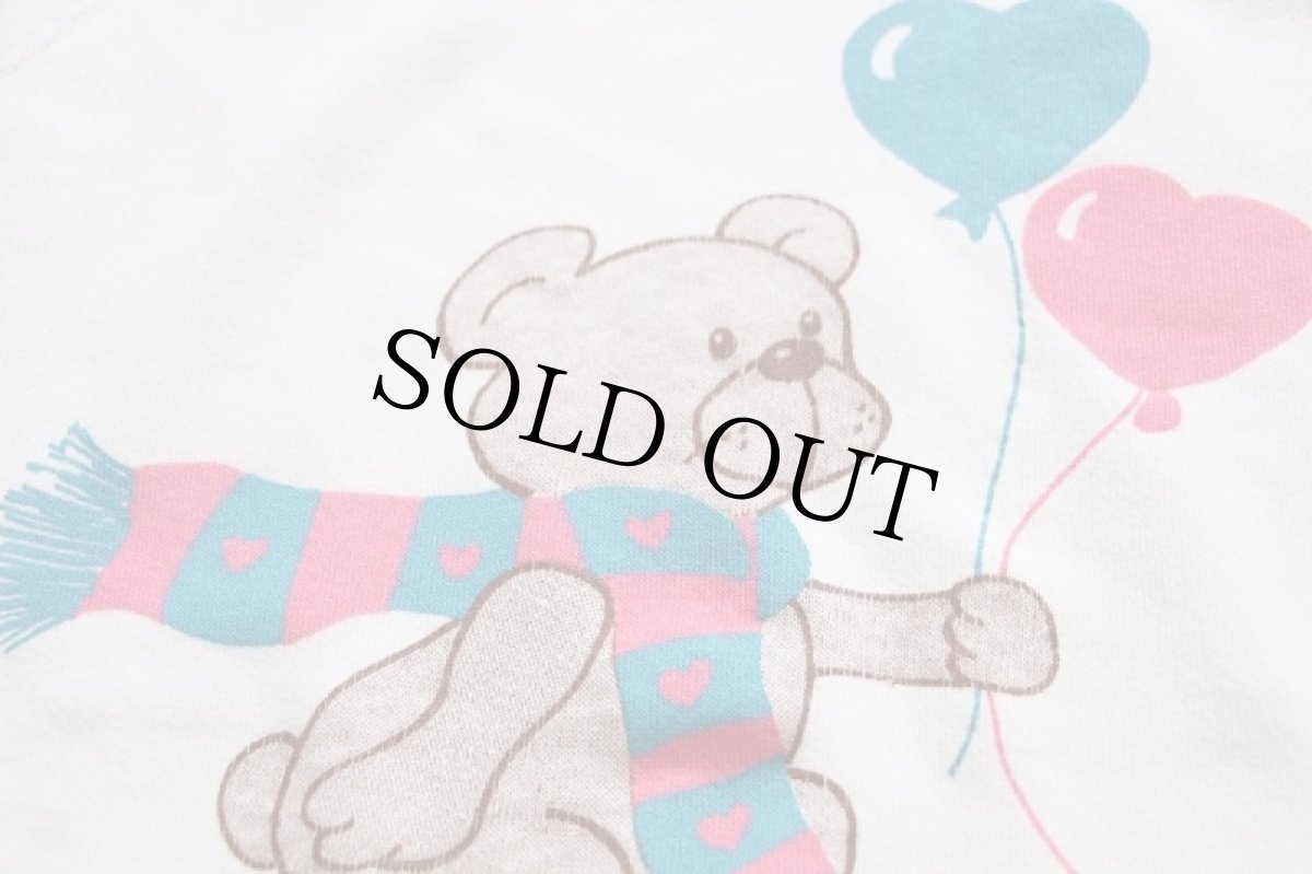 画像4: 80s USA製 Hanes ベア ハート 風船 イラスト スウェット アイボリー L (4)