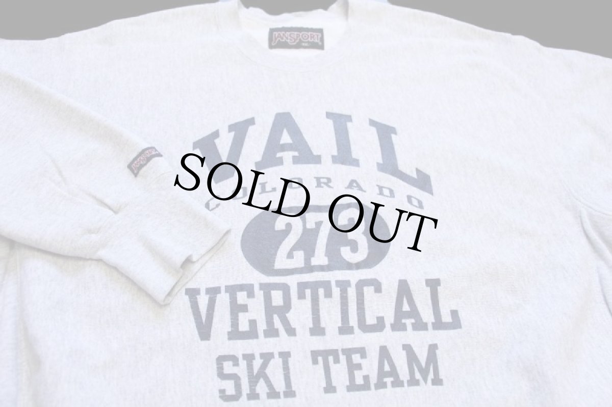 画像3: 00s JANSPORTジャンスポーツ VAIL COLORADO 273 VERTICAL SKI TEAM 五段中抜き リバースウィーブ スウェット 杢グレー XXL★特大 (3)