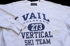 画像3: 00s JANSPORTジャンスポーツ VAIL COLORADO 273 VERTICAL SKI TEAM 五段中抜き リバースウィーブ スウェット 杢グレー XXL★特大 (3)