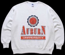 画像1: 90s USA製 RUSSELLラッセル AUBURN UNIVERSITY 前V スウェット オフホワイト XXL★特大 (1)