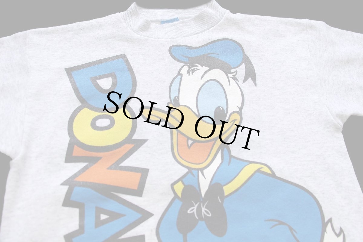 画像3: 80s USA製 Disneyディズニー DONALDドナルドダック 両面プリント スウェット 杢グレー キッズL (3)