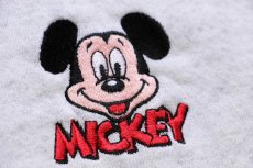 画像4: 90s USA製 Disneyディズニー ミッキー マウス 刺繍 モックネック ハーフジップ スウェット 杢ライトグレー (4)