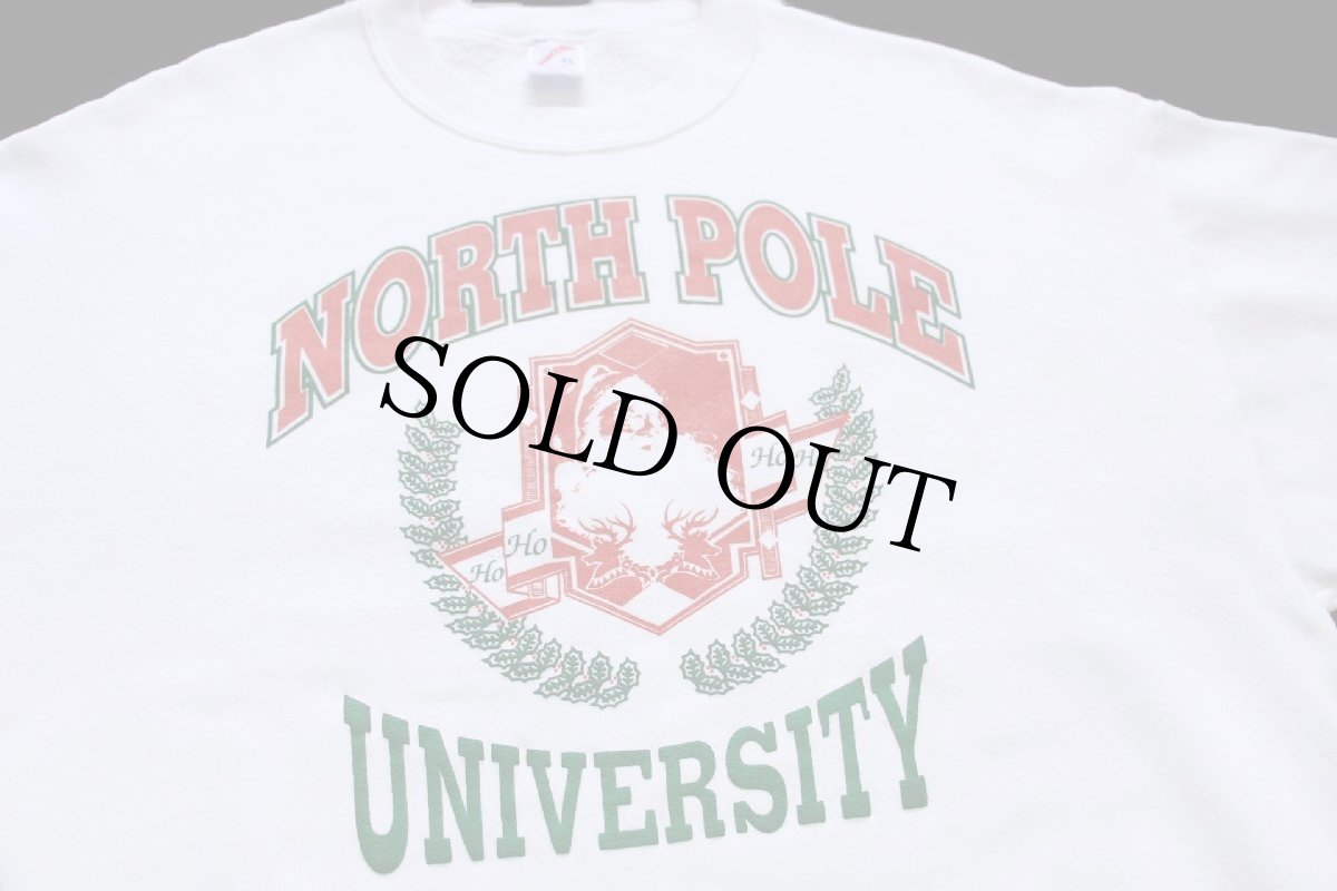 画像3: 80s USA製 NORTH POLE UNIVERSITY HO HO HO HO サンタクロース スウェット 白 XL (3)