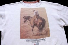 画像3: 90s USA製 1994 AMERICAN QUARTER HORSE ASSOCIATION アート レイヤードネック スウェット オフホワイト XXL★特大 (3)