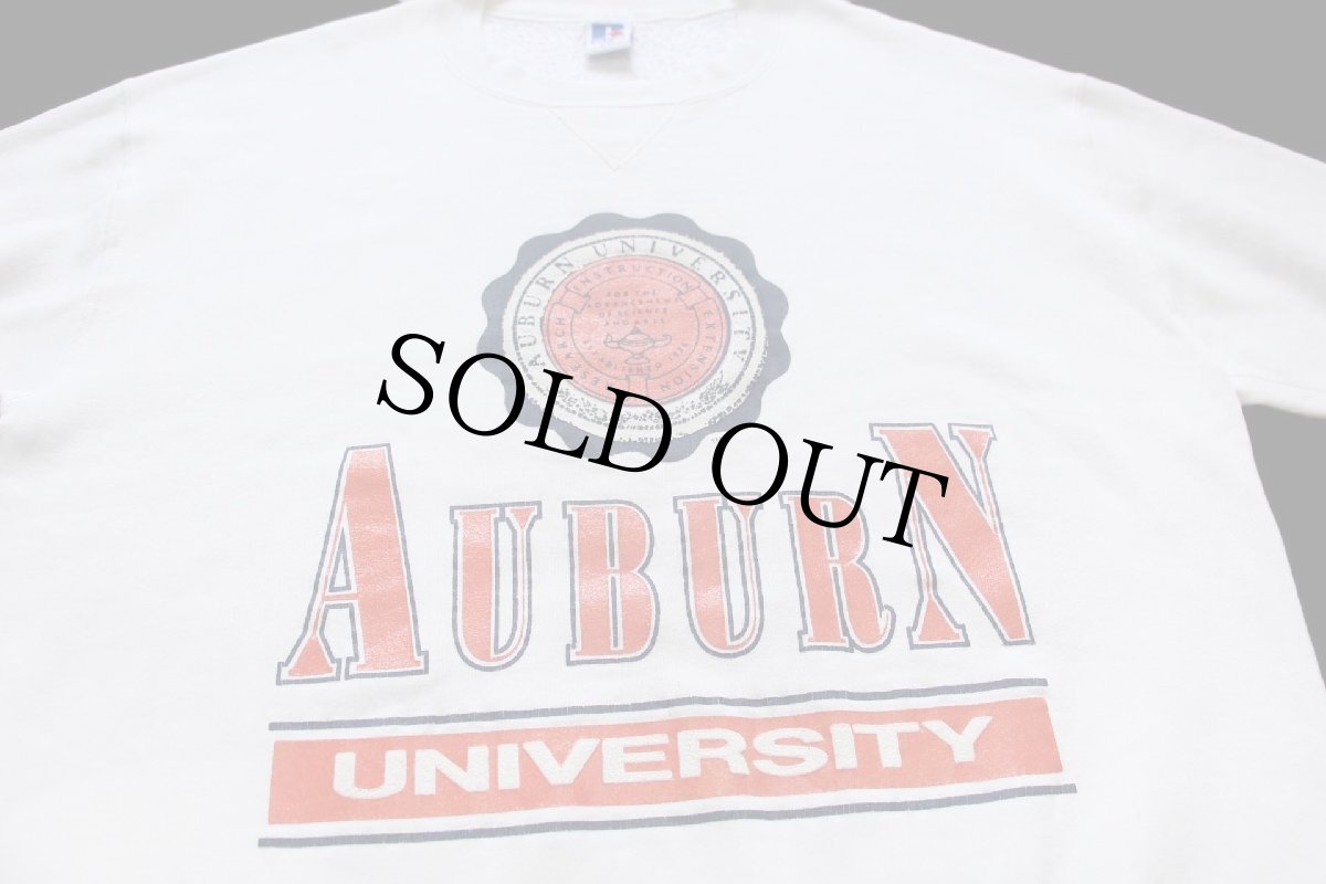 画像3: 90s USA製 RUSSELLラッセル AUBURN UNIVERSITY 前V スウェット オフホワイト XXL★特大 (3)