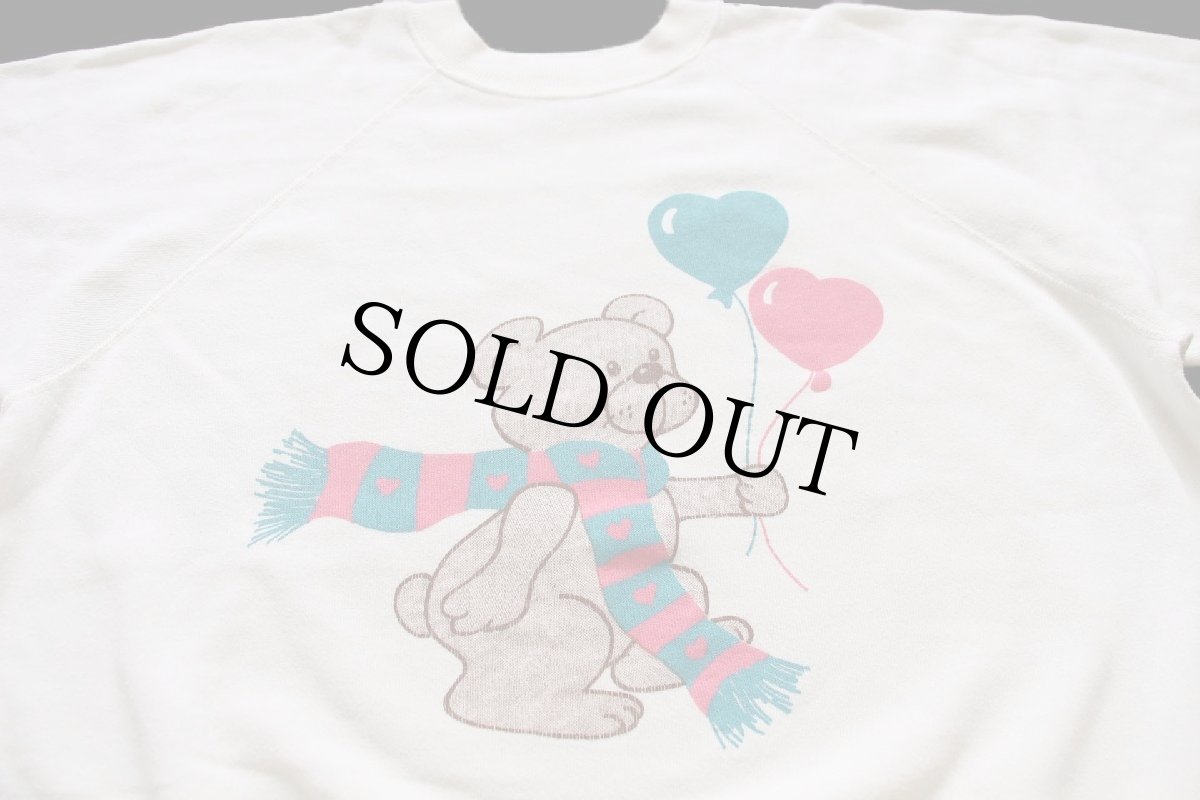 画像3: 80s USA製 Hanes ベア ハート 風船 イラスト スウェット アイボリー L (3)