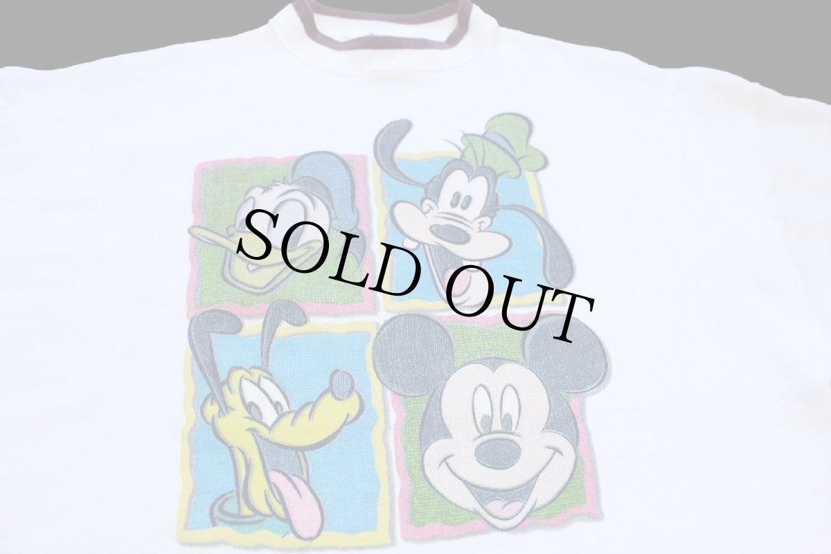 画像3: 90s USA製 Disneyディズニー ミッキー マウス ドナルドダック グーフィー プルート モックネック スウェット 白 XL (3)