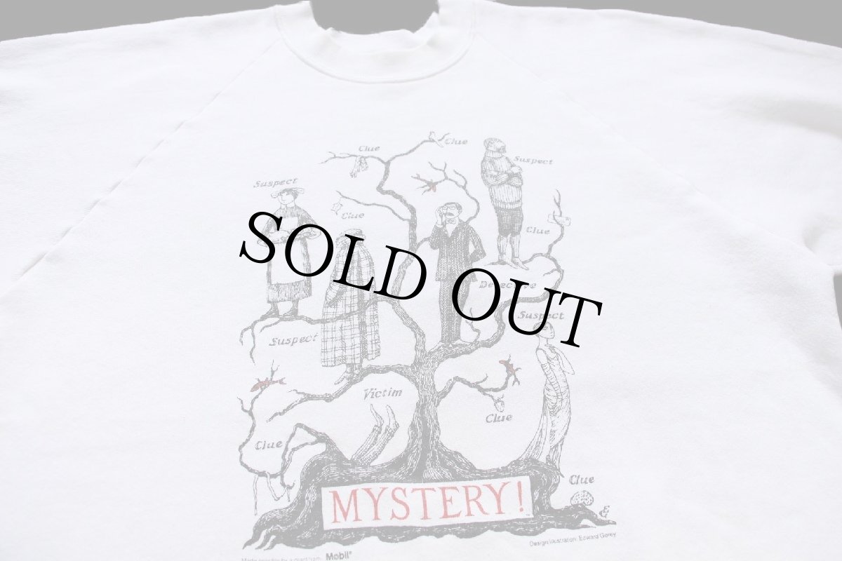 画像3: 80s USA製 Edward Gorey MYSTERY イラスト スウェット 白 XL (3)