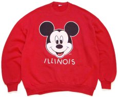 画像1: 90s Disneyディズニー ミッキー マウス ILLINOIS スウェット 赤 (1)
