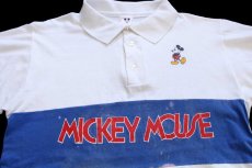 画像3: 90s USA製 Disneyディズニー MICKEY MOUSEミッキー マウス 長袖ポロシャツ 白×青 (3)