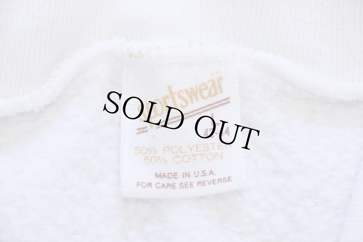 画像5: 80s USA製 Woody's Santa Barbara Pit Crew 両面プリント 襟付き ハーフジップ スウェット 白 (5)