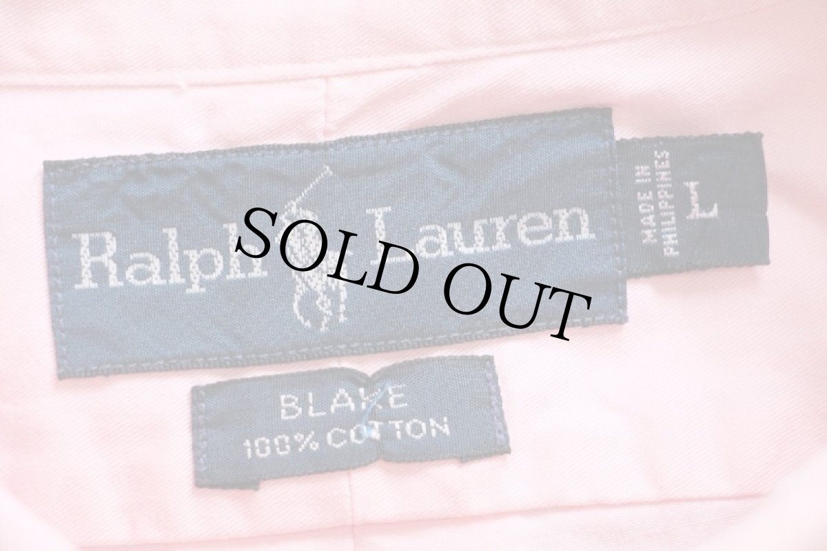 画像4: 90s ラルフローレン BLAKE ワンポイント ボタンダウン コットンシャツ ピンク★特大 (4)