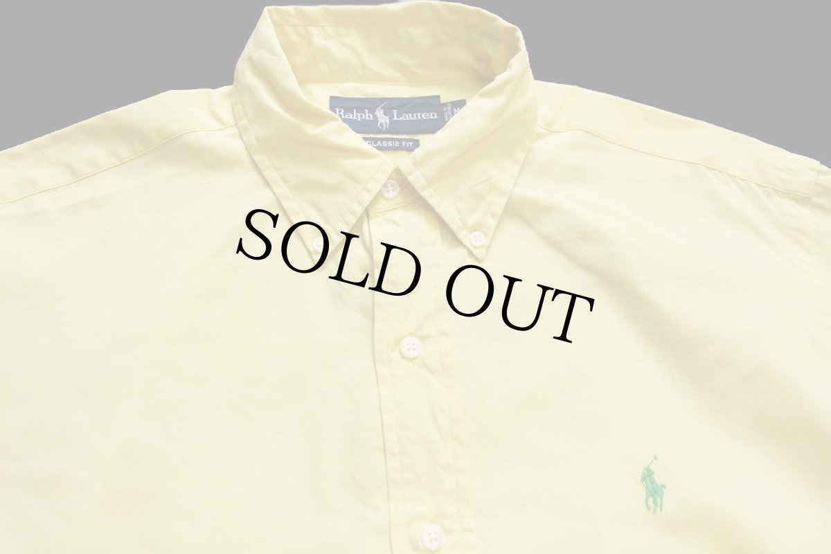 画像3: 90s ラルフローレン ワンポイント ボタンダウン コットンシャツ 薄黄★73 (3)