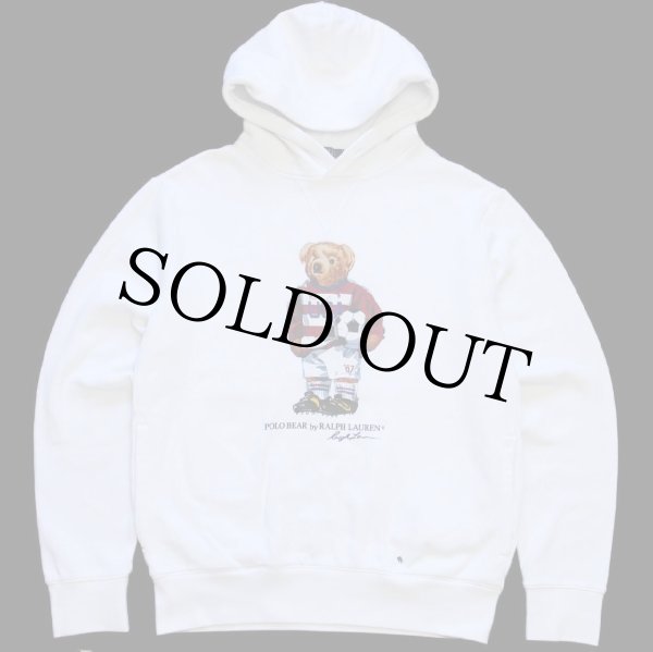 ポロ ラルフローレン ポロベア 前V スウェットパーカー 白 S