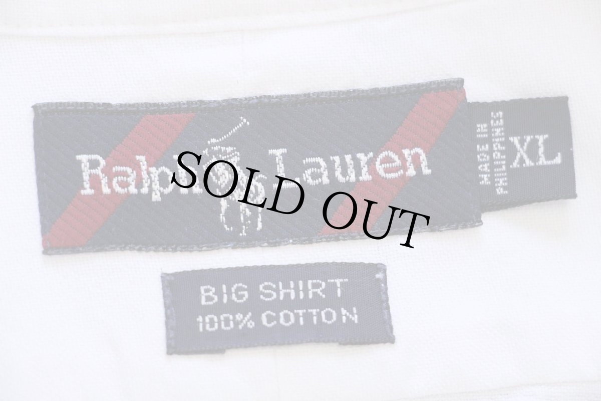 画像4: 00s ラルフローレン BIG SHIRT ワンポイント ポケット付き ボタンダウン オックスフォード コットンシャツ 白 XL★特大 (4)