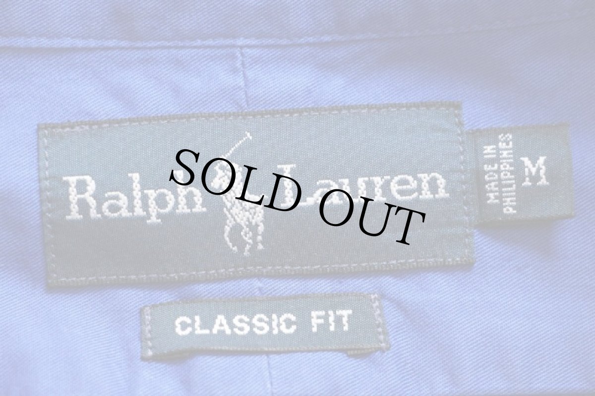 画像4: 90s ラルフローレン ワンポイント ボタンダウン コットンシャツ 青★67 (4)