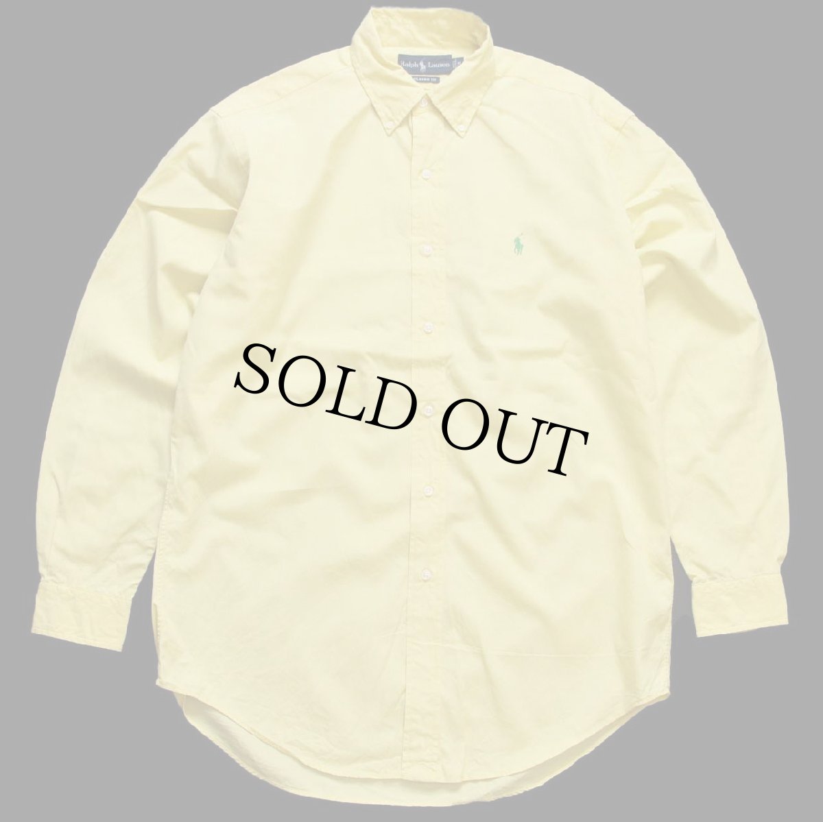 画像1: 90s ラルフローレン ワンポイント ボタンダウン コットンシャツ 薄黄★73 (1)