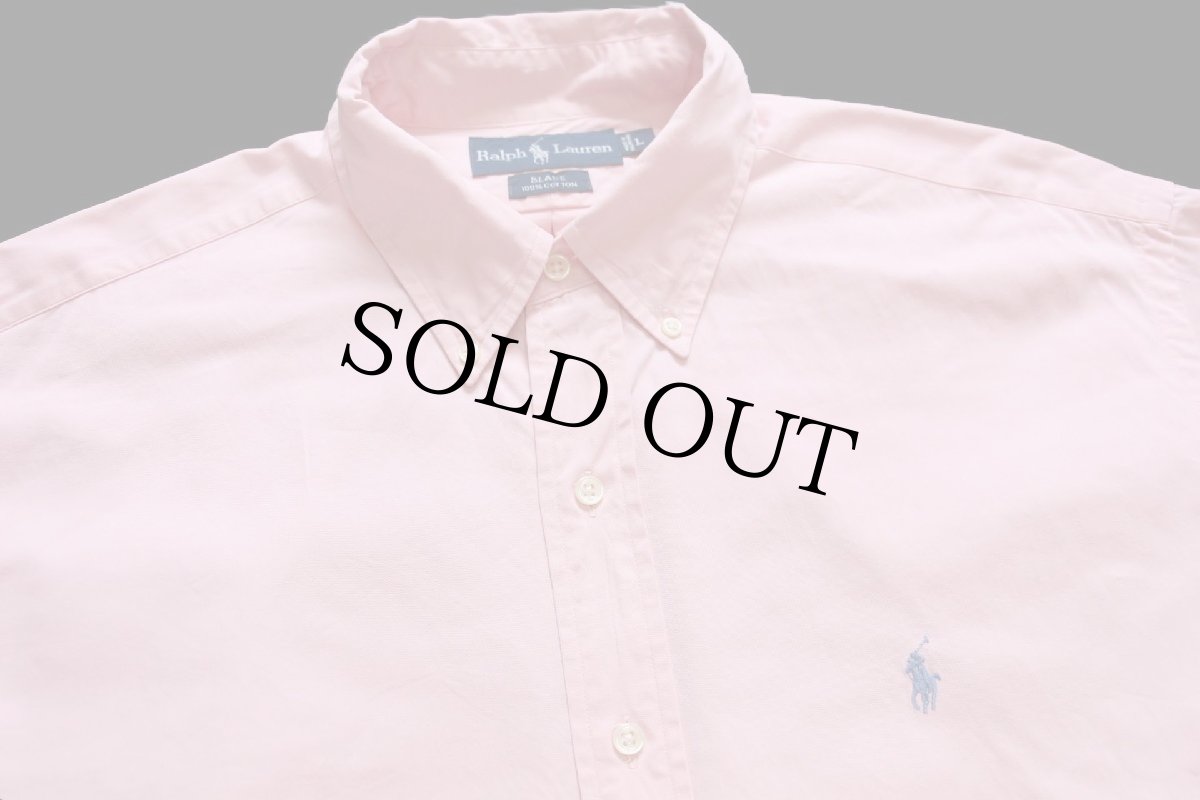 画像3: 90s ラルフローレン BLAKE ワンポイント ボタンダウン コットンシャツ ピンク★特大 (3)