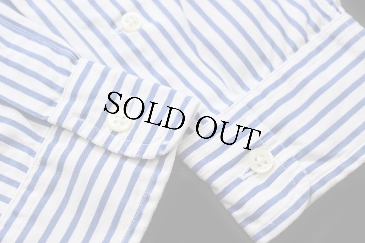 画像5: 90s ラルフローレン ストライプ ボタンダウン クレリック コットンシャツ ブルー×ホワイト M (5)