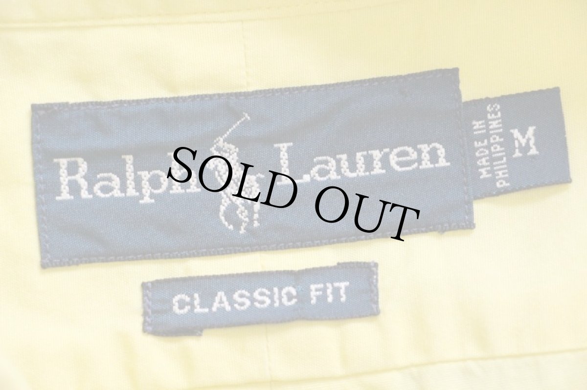 画像5: 90s ラルフローレン ワンポイント ボタンダウン コットンシャツ 薄黄★73 (5)