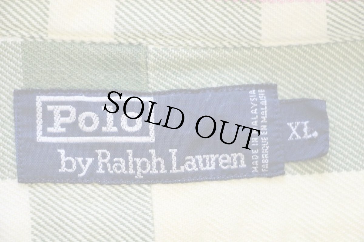 画像4: 90s ポロ ラルフローレン マドラスチェック ボタンダウン コットン フランネルシャツ★特大 (4)