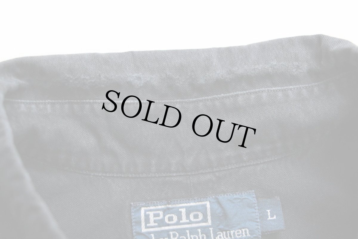 画像5: 00s ラルフローレン ワンポイント ボタンダウン オックスフォード コットンシャツ 黒 フェード L (5)