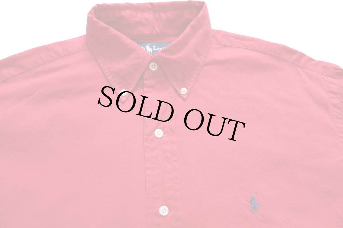 画像3: 90s ラルフローレン BLAIRE ワンポイント ボタンダウン コットンシャツ 赤 (3)