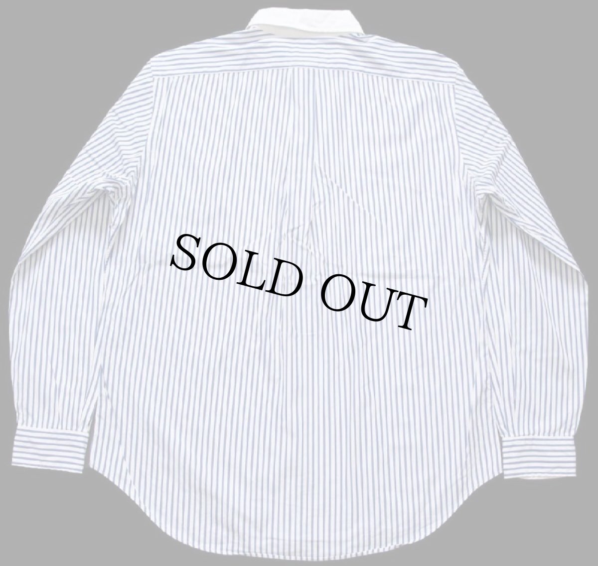 画像2: 90s ラルフローレン ストライプ ボタンダウン クレリック コットンシャツ ブルー×ホワイト M (2)