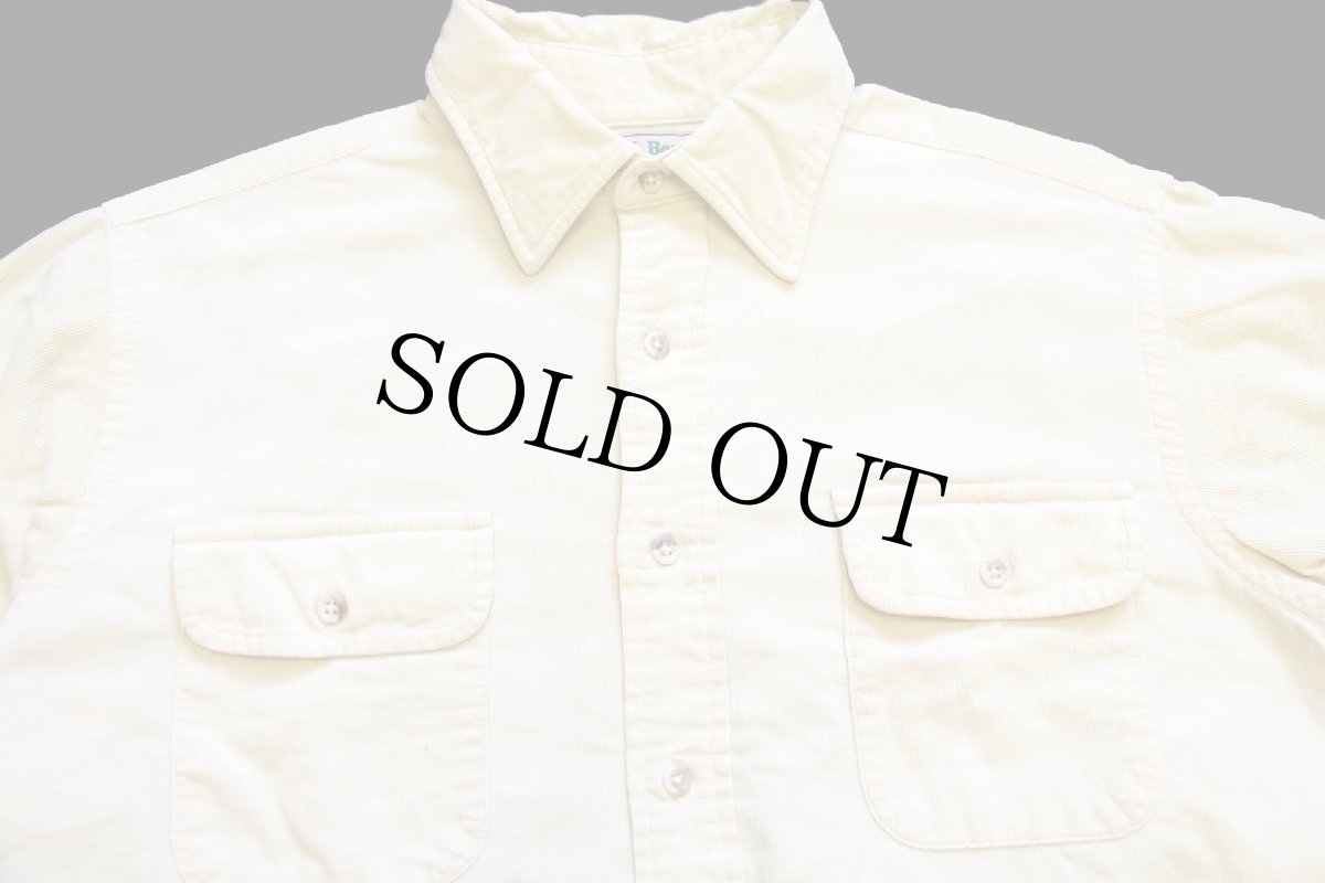 画像3: 80s L.L.Bean 無地 コットン コーデュロイシャツ 薄黄 L (3)