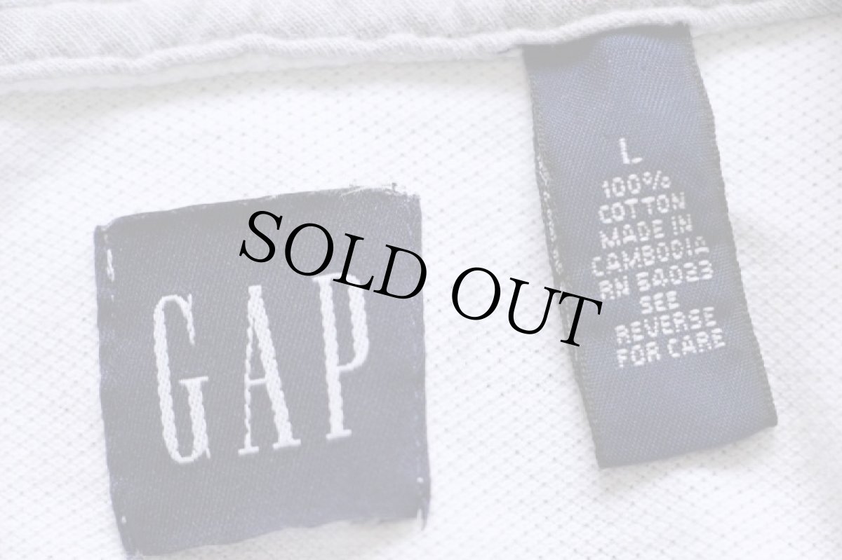 画像4: 00s GAPギャップ コットン 鹿の子 カットソー 白×紺 (4)