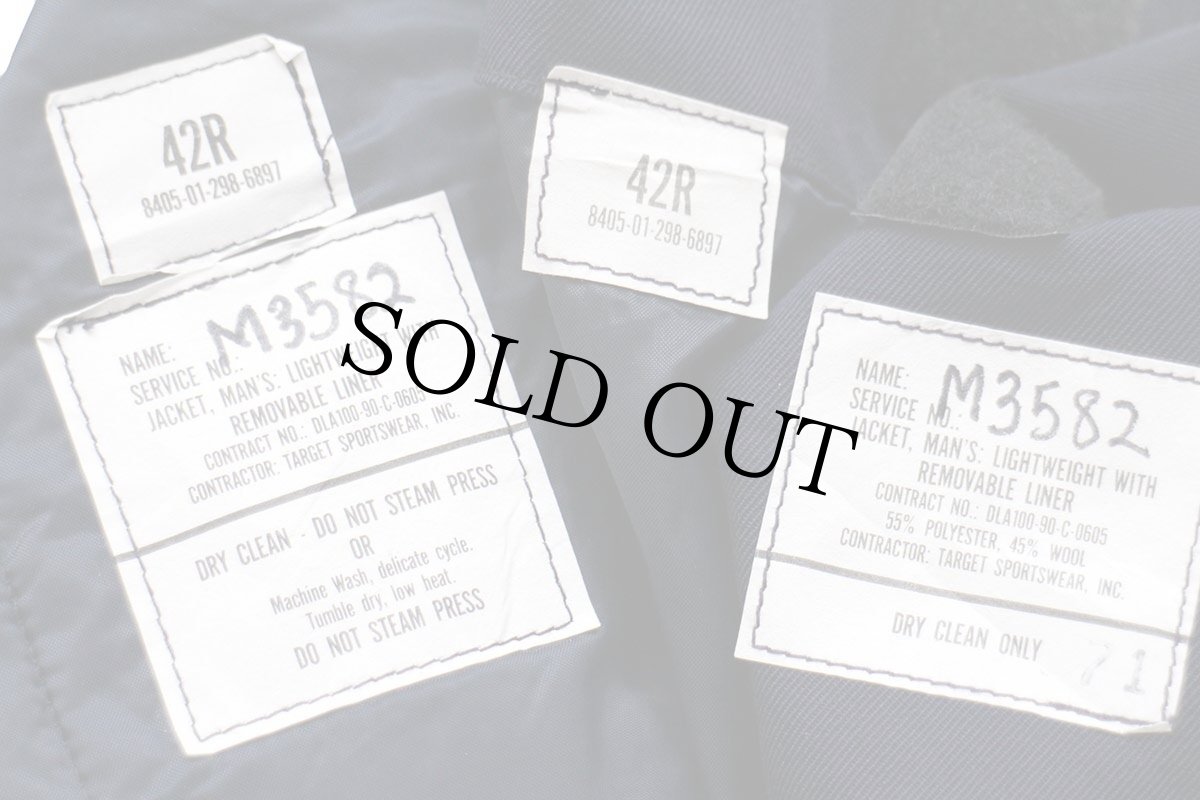 画像4: 90s 米軍 USAF チンスト付き 中綿入りライナー ライトウェイトジャケット 紺 42R (4)