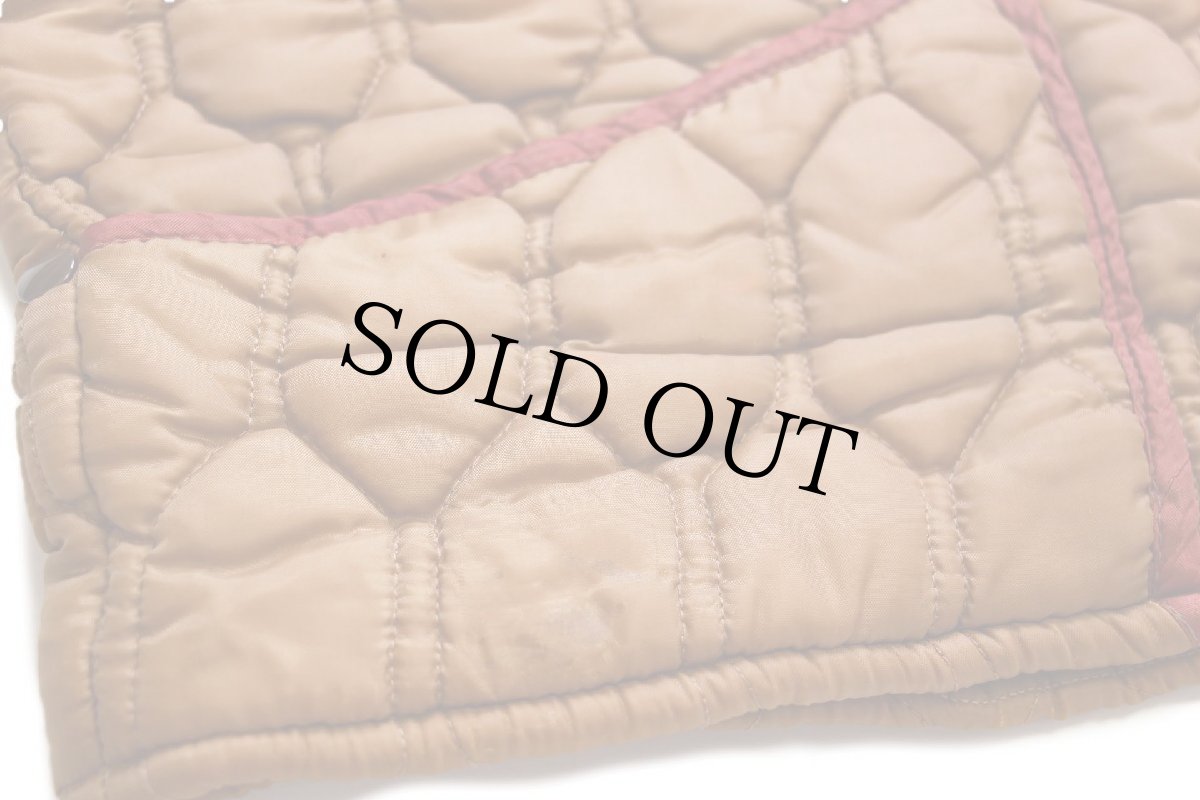 画像8: 60s UNKNOWN サーマルライナー ナイロン キルティングジャケット 茶 (8)