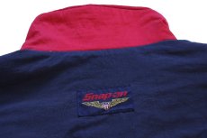 画像4: 90s USA製 swingster Snap-on ロゴ刺繍 ツートン 切り替え キルティングライナー ナイロンジャケット 紺×赤 XL (4)