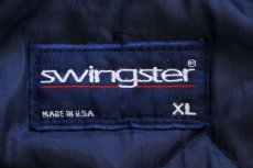 画像5: 90s USA製 swingster Snap-on ロゴ刺繍 ツートン 切り替え キルティングライナー ナイロンジャケット 紺×赤 XL (5)