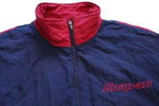 画像3: 90s USA製 swingster Snap-on ロゴ刺繍 ツートン 切り替え キルティングライナー ナイロンジャケット 紺×赤 XL (3)
